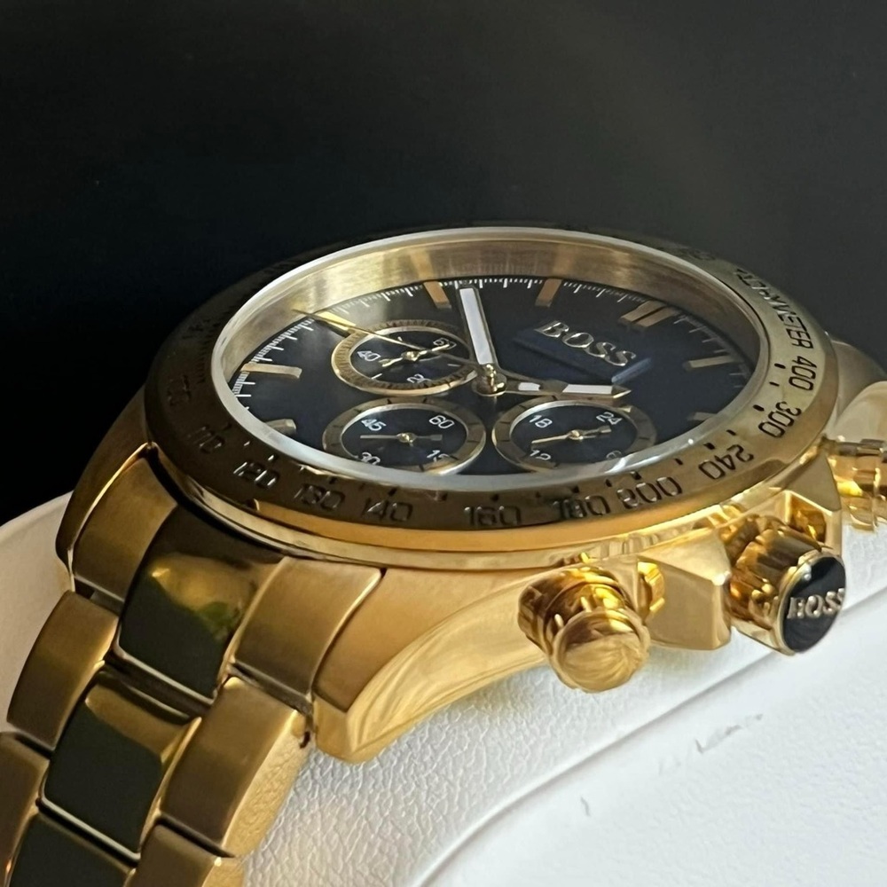 HB1513340 - Hugo Boss Men’s Ikon Chronograph Gold-Tone Blue Dial Watch - Picture 6 of 12
